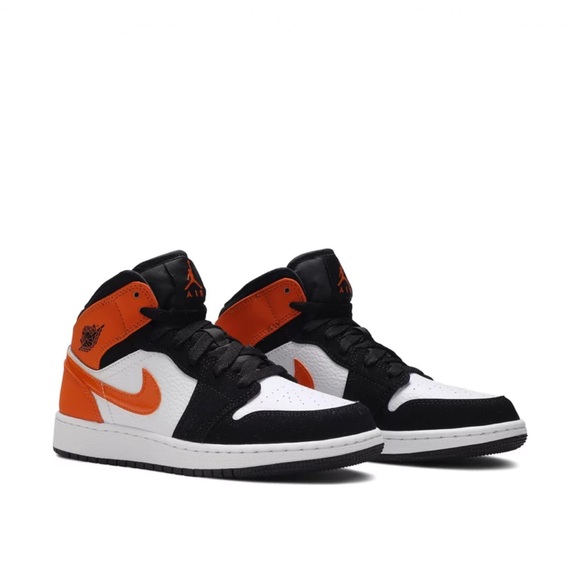 RARE Jordan 1 Mid Shattered Backboard panda high tops orange/black/white. - Picture 5 of 7